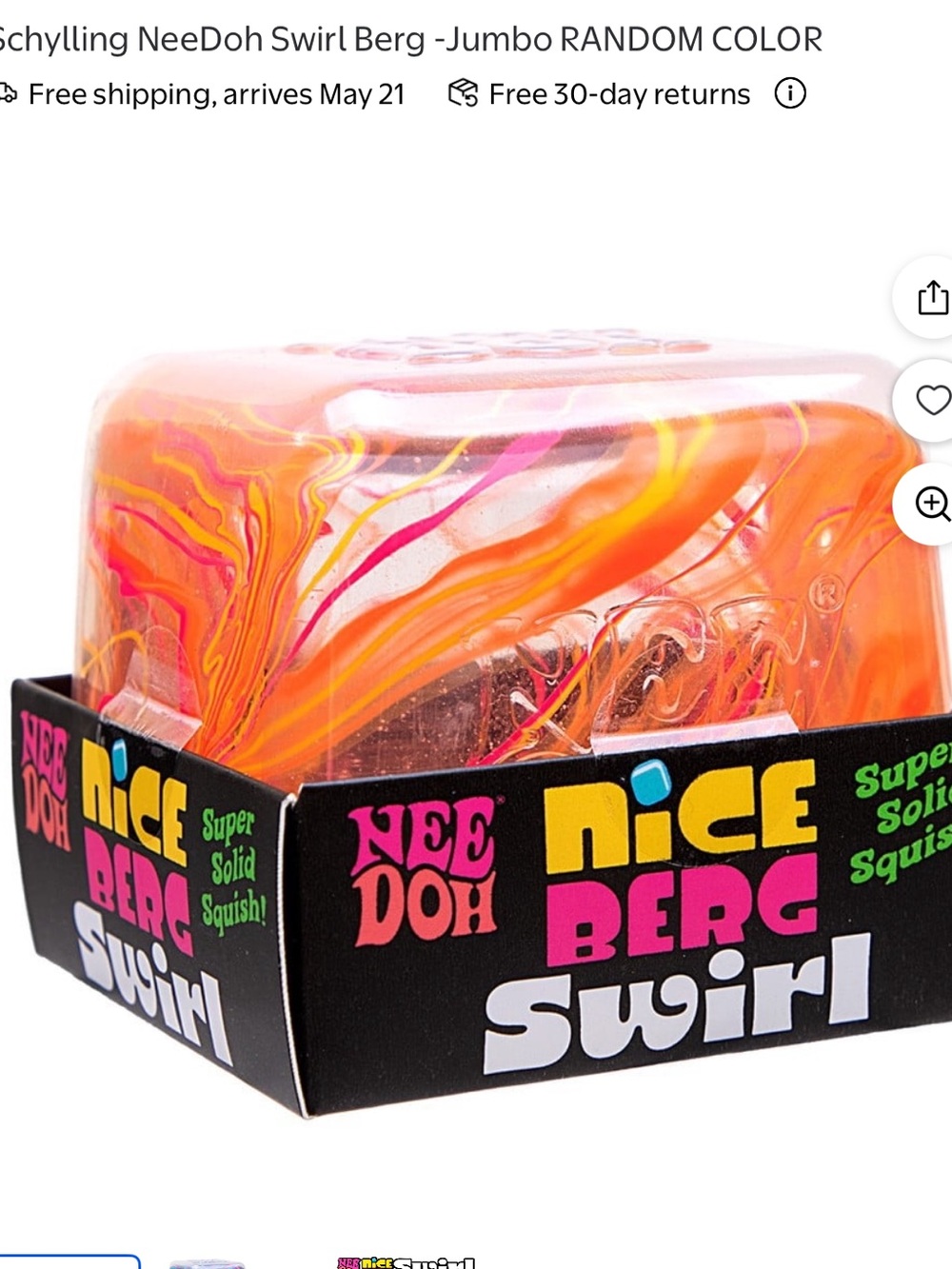 NeeDoh Nice Berg Swirl Squish Toy - Orange Pink Yellow Swirl